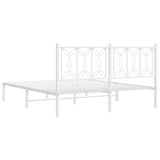 Metal Bed Frame without Mattress with Headboard White 150x200cm 376179