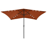 313791 Garden Parasol with LEDs and Steel Pole Terracotta 2x3 m