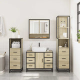 ZNTS 4 Piece Bathroom Furniture Set Sonoma Oak Engineered Wood 3301291