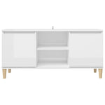 TV Cabinet & Solid Wood Legs High Gloss White 103.5x35x50 cm 805965