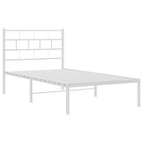 Metal Bed Frame without Mattress with Headboard White 107x203cm 355704