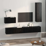 Wall TV Cabinet Wall-mounted 4 pcs Black Oak Engineered Wood 3393175