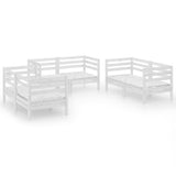 6 Piece Garden Lounge Set White Solid Pinewood 3082583