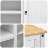 Kitchen Trolley 2 pcs White and Honey Wax 112 x 77 x 91.5 cm 3425383