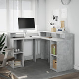 Desk with LED Lights Concrete Grey 130x130x91 cm Engineered Wood 3309450