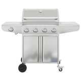 Gas BBQ Grill with 5 Burners Silver Stainless Steel 367592