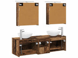 Bathroom Furniture Set 5 pcs Old Wood Engineered Wood and Glass 3406717