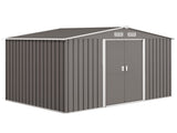 9 x 6FT Outdoor Garden Roofed Metal Storage Shed Tool Box with Foundation Ventilation & Doors Light, T3398P313562