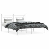 Metal Bed Frame without Mattress with Headboard White 150x200cm 374390