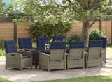 Garden Dining Set with Cushion 9 pcs Grey Poly Rattan 3380357