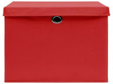 Storage Box Set of 10 Red Non-woven fabric 288364