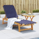 ZNTS Sun Lounger Dark Blue Solid Wood Acacia and Fabric 366509