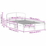 Bed Frame with Headboard White 140 x 190 cm Solid Pine Wood 872069