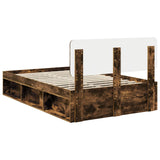 Bed Frame Smoked Oak 120 x 190 cm Solid Pine Wood 3412109