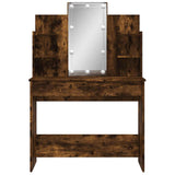 Dressing Table with LED Lights Smoked Oak 96x40x142 cm 837897