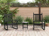 Rocking Chairs 2pcs with Foldable Table Black Solid Wood Poplar 3281590