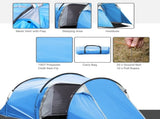 2-3 Man Tunnel Tent with Vestibule, Weather-Resistant Camping Tent with Air Vents for Fishing T3398P348711