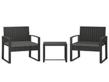 Rattan Bistro Set, 3 Piece Garden Furniture Set with Glass Top Table and Cushions, Dark Grey T3398P551652