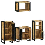 Bathroom Furniture Set with Shelf 4 pcs Brown Solid Mango Wood 3305676