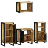Bathroom Furniture Set with Shelf 4 pcs Brown Solid Mango Wood 3305676