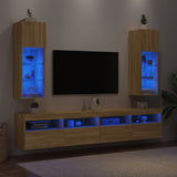 TV Cabinets with LED Lights 2 pcs Sonoma Oak 30.5x30x90 cm 837006