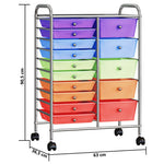 XXL 15-Drawer Mobile Storage Trolley Multicolour Plastic 320410
