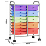 XXL 15-Drawer Mobile Storage Trolley Multicolour Plastic 320410