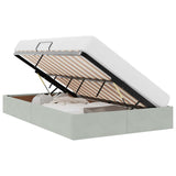 Storage Bed with Mattress Light Grey 120 x 200 cm Velvet 3370082