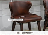 Bar Set of 2, PU Leather Vintage Counter-Height Bar Chair, Luxury European Style Kitchen T3398P328162