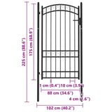 Fence Gate EMMEN with Arched Top Steel 100x123.5 cm Black 146371