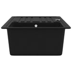 ZNTS Granite Kitchen Sink Single Basin with Drainer Reversible Black 141669