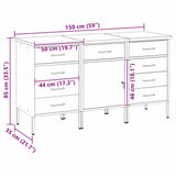Work Cabinet with Drawer 3 pcs Red and Grey 150 x 55 x 85 cm 3321373