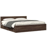Bed Frame with Headboard without Mattress Brown Oak 200x200 cm 3295540