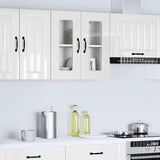 Kitchen Wall Cabinet with Glass Door Kalmar High Gloss White Engineered Wood 853669