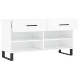 Shoe Bench High Gloss White 102x35x55 cm Engineered Wood 829766