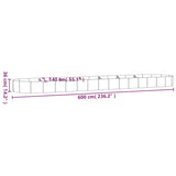 Garden Raised Bed Galvanised Steel 600x140x36 cm Grey 319049