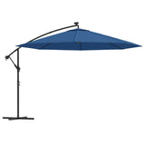 Cantilever Garden Parasol with LED Lights Azure Blue 350 cm 313785