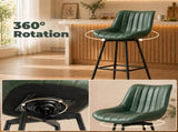 Set of 2 PU Leather Swivel Bar Stools - Dark Green T3398P549987