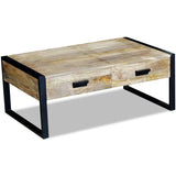 Coffee Table with 2 Drawers Solid Mango Wood 100x60x40 cm 243297