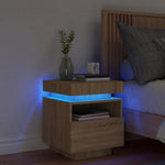 ZNTS Bedside Cabinet with LED Lights Sonoma Oak 40x39x48.5 cm 836788