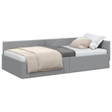 Corner Bed Frame Light Grey 90 cm x 200 cm Velvet 42016043
