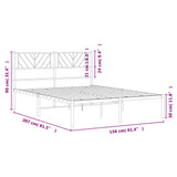 Metal Bed Frame without Mattress with Headboard White 150x200cm 372230