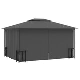 Gazebo with Sidewalls&Double Roofs 3x4 m Anthracite 318544