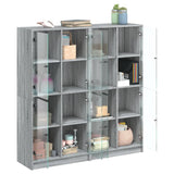 Bookcase with Doors Grey Sonoma 136x37x142 cm Engineered Wood 3206522