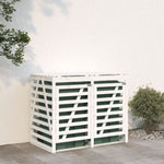 Double Wheelie Bin Storage White Solid Wood Pine 3157686