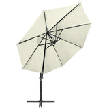 Cantilever Garden Parasol with Pole and LED Lights Sand 300 cm 312328