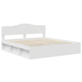 Bed Frame with Headboard White 200 x 200 cm Solid Pine Wood 3412853