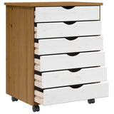 Rolling Cabinet with Drawers "MOSS" Honey Brown Solid Wood Pine 4015785