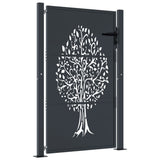 Garden Gate Anthracite 100x150 cm Steel Tree Design 153157