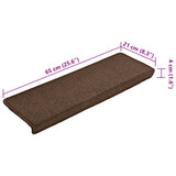 Stair Mats 15 pcs 65x21x4 cm Brown Rectangular Edge 134571